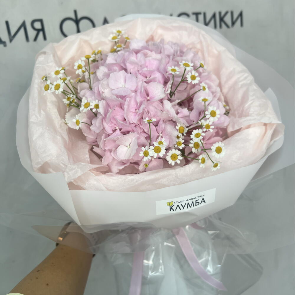 Букет Гортензия с ромашками
