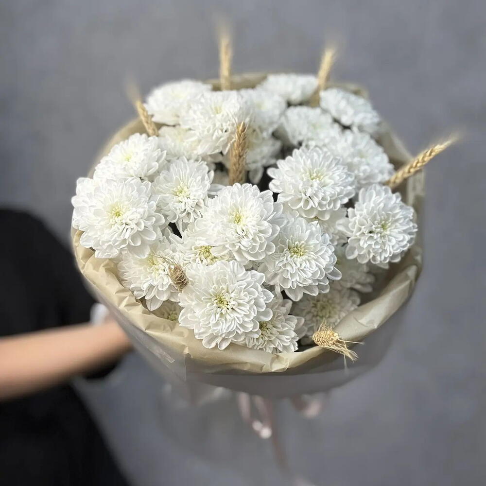 Букет / хризантемы кустовые и колоски пшеницы