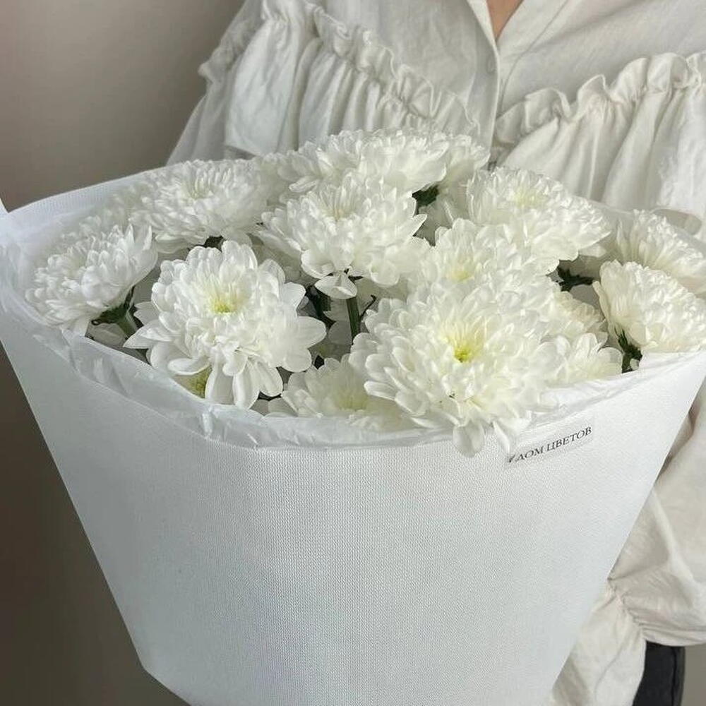 Классика. 5 пышных белых хризантем Алтай