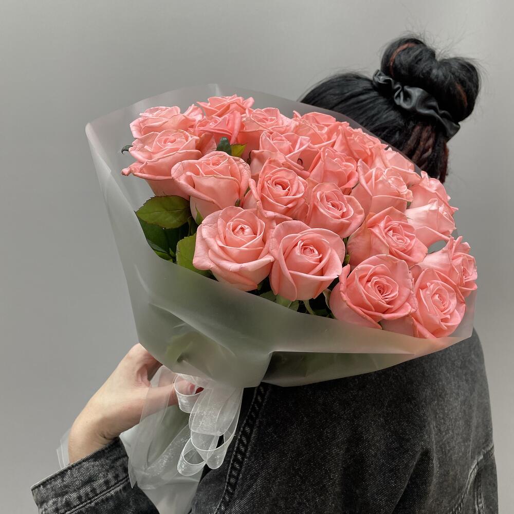 «Нежность в розовом» 🌸 моно букет 25 роз