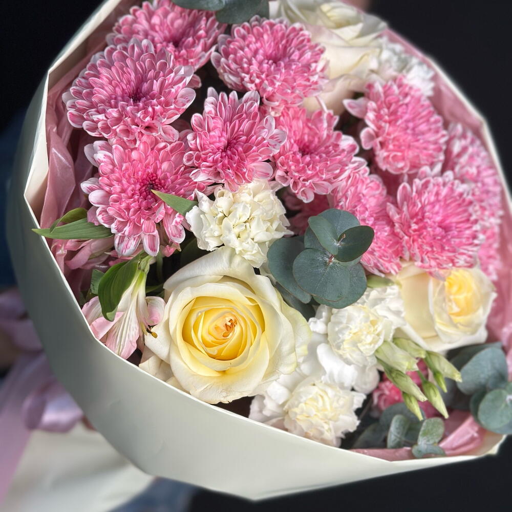 Букет 🌸🤍🌸 "весенняя нежность" с пионовидными розами