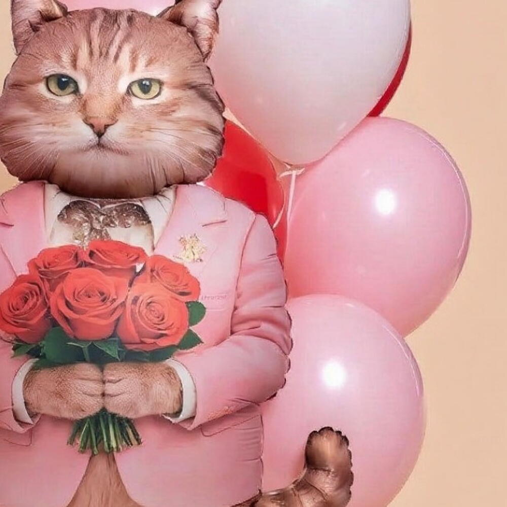 Кот-романтик с шарами