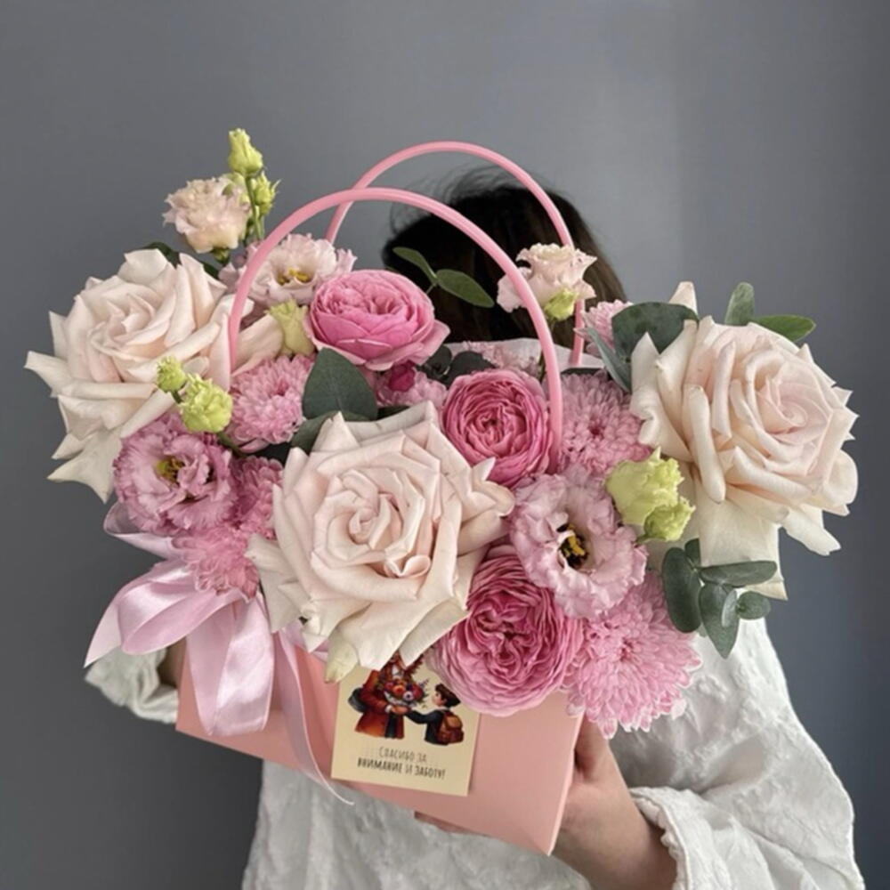 Композиция изящная 🩷 Роза французская 🥐🥐🥐 Роза кустовая пионовидная 🌸 эустома 🌿