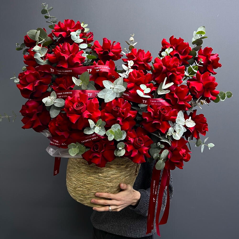 Basket of red roses