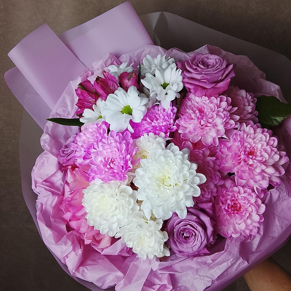 💜 Хризантемы с розами и альстромерией