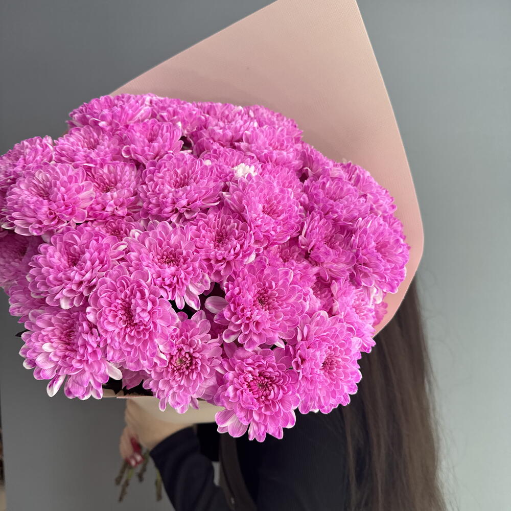 Монобукет с розовой💕хризантемой Алтай 7 шт