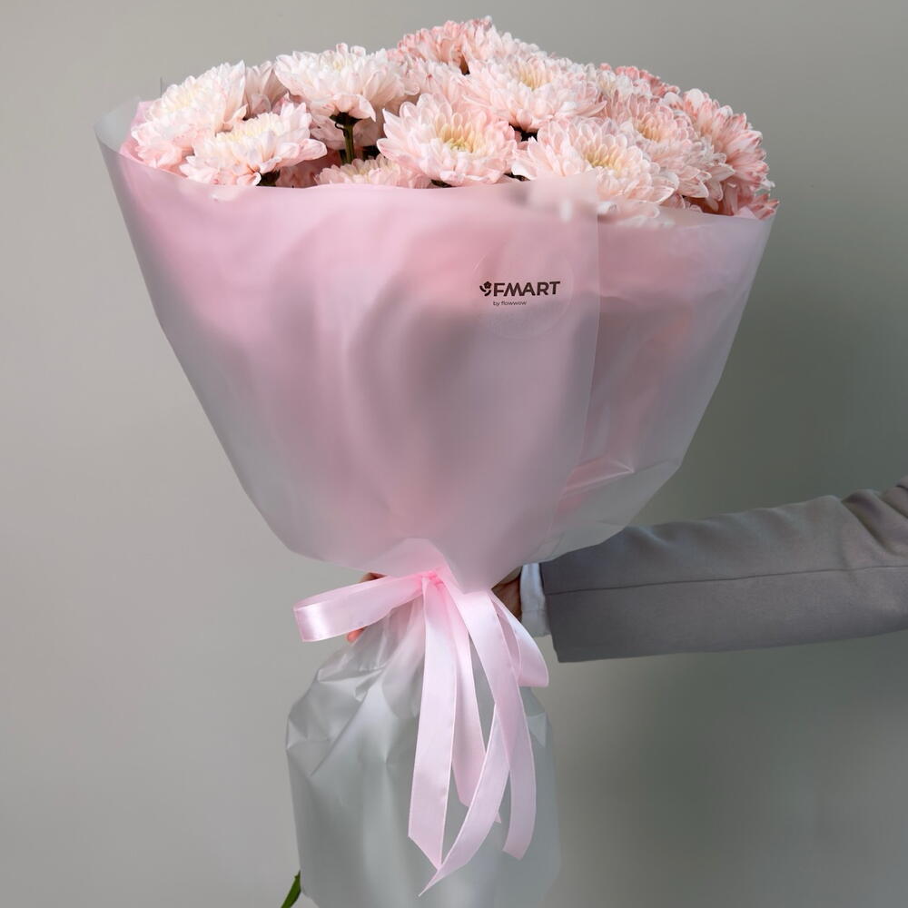 Букет из 5 розовых кустовых хризантем