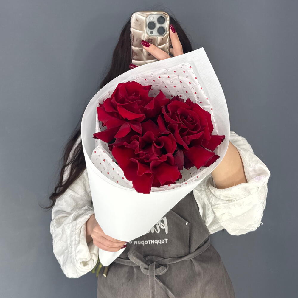 Монобукет🌹 из Бордовой Француской Розы 3 шт