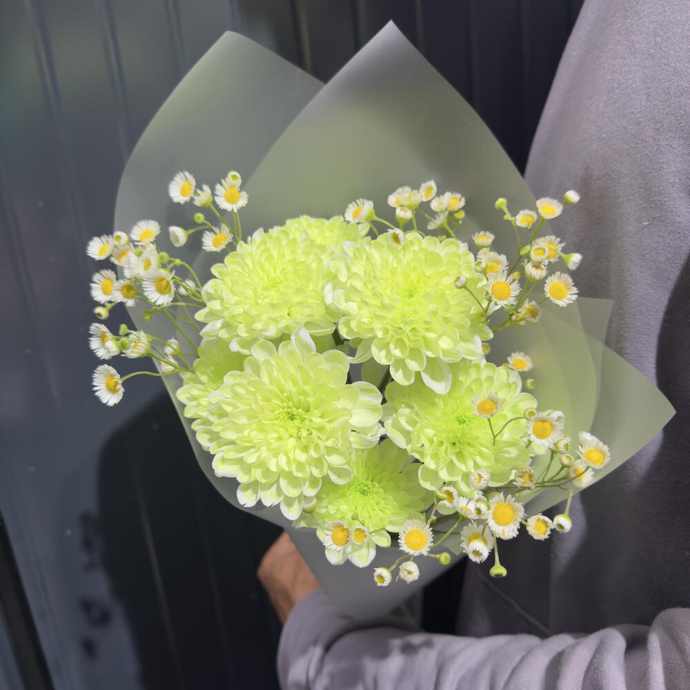 Букет с ромашками цвета Лайм 💚