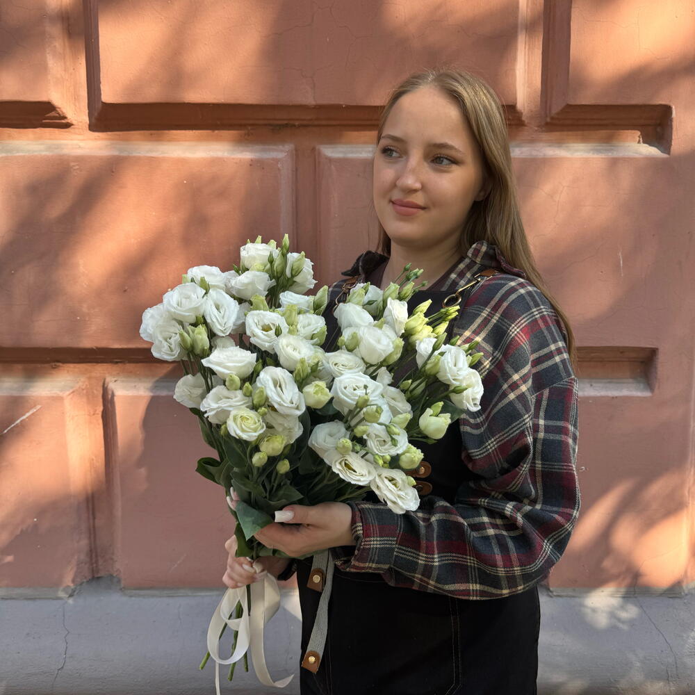 Букет из белой эустомы 9 шт