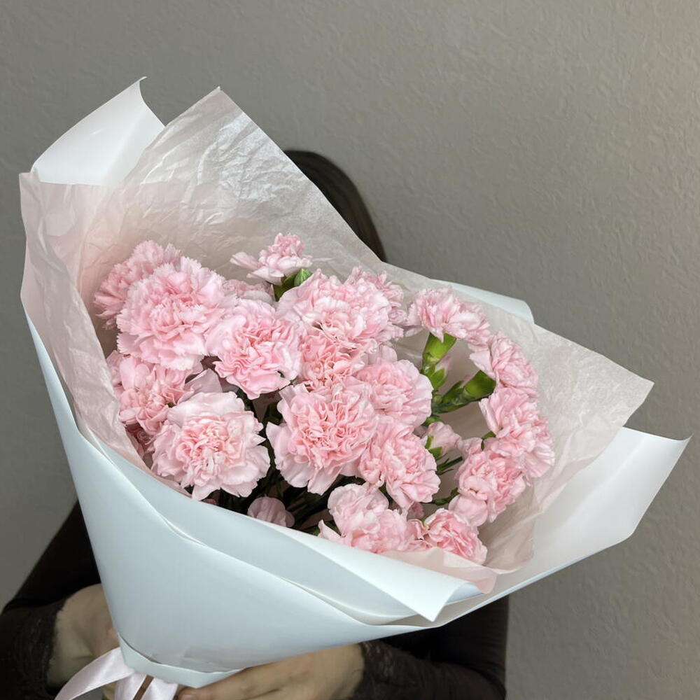 Изящный букет из 15 кустовых диантусов 💕