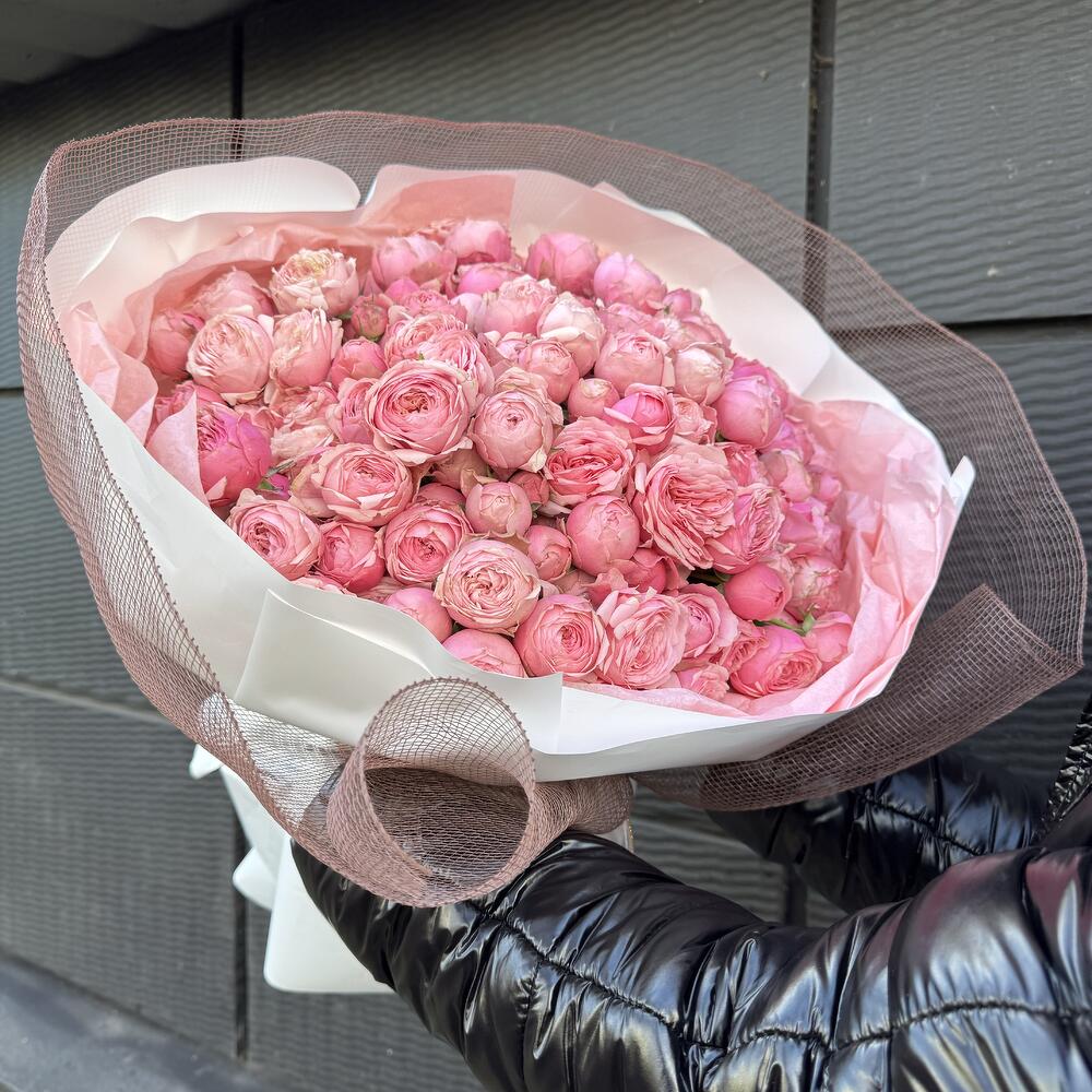 Авторский букет из 51 пионовидной розы  Silva pink 🎀