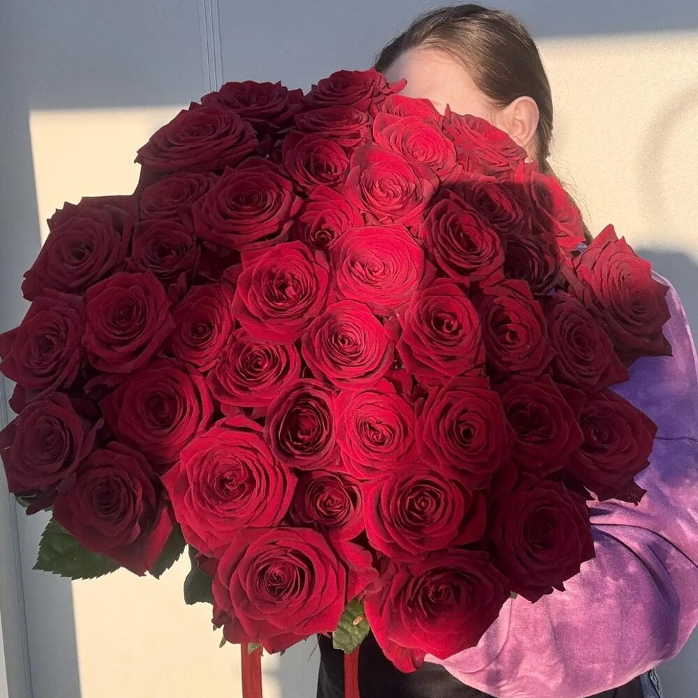 45 красных роз ️🌹60 см