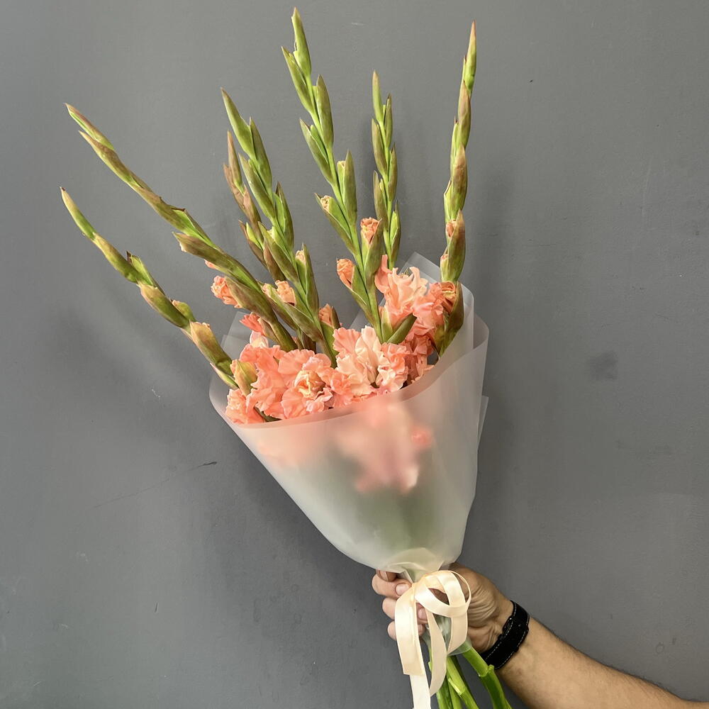 Персиковые гладиолусы 7 шт💝