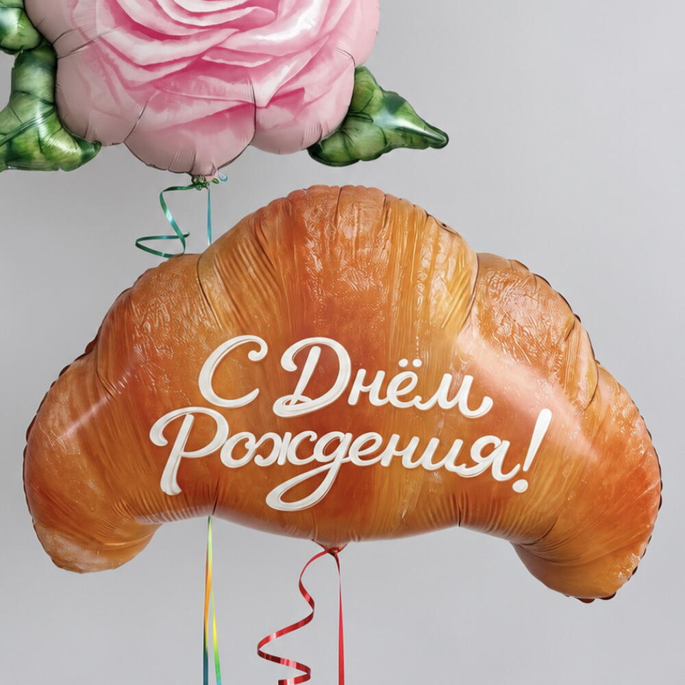 Набор фольгированных шаров «Роза и круассан» 🌹🥐
