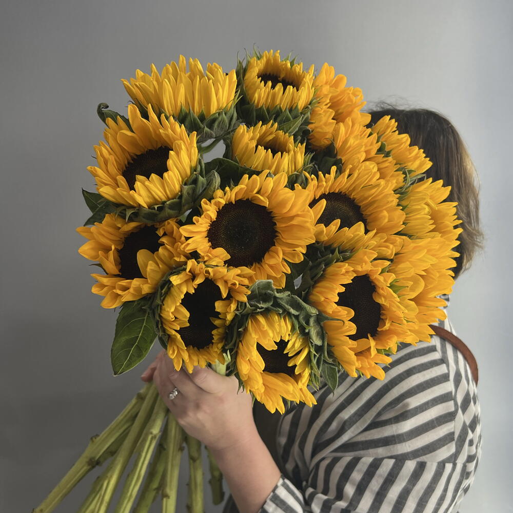 Монобукет 💛 солнечные подсолнухи 🌻🌻🌻 15 шт