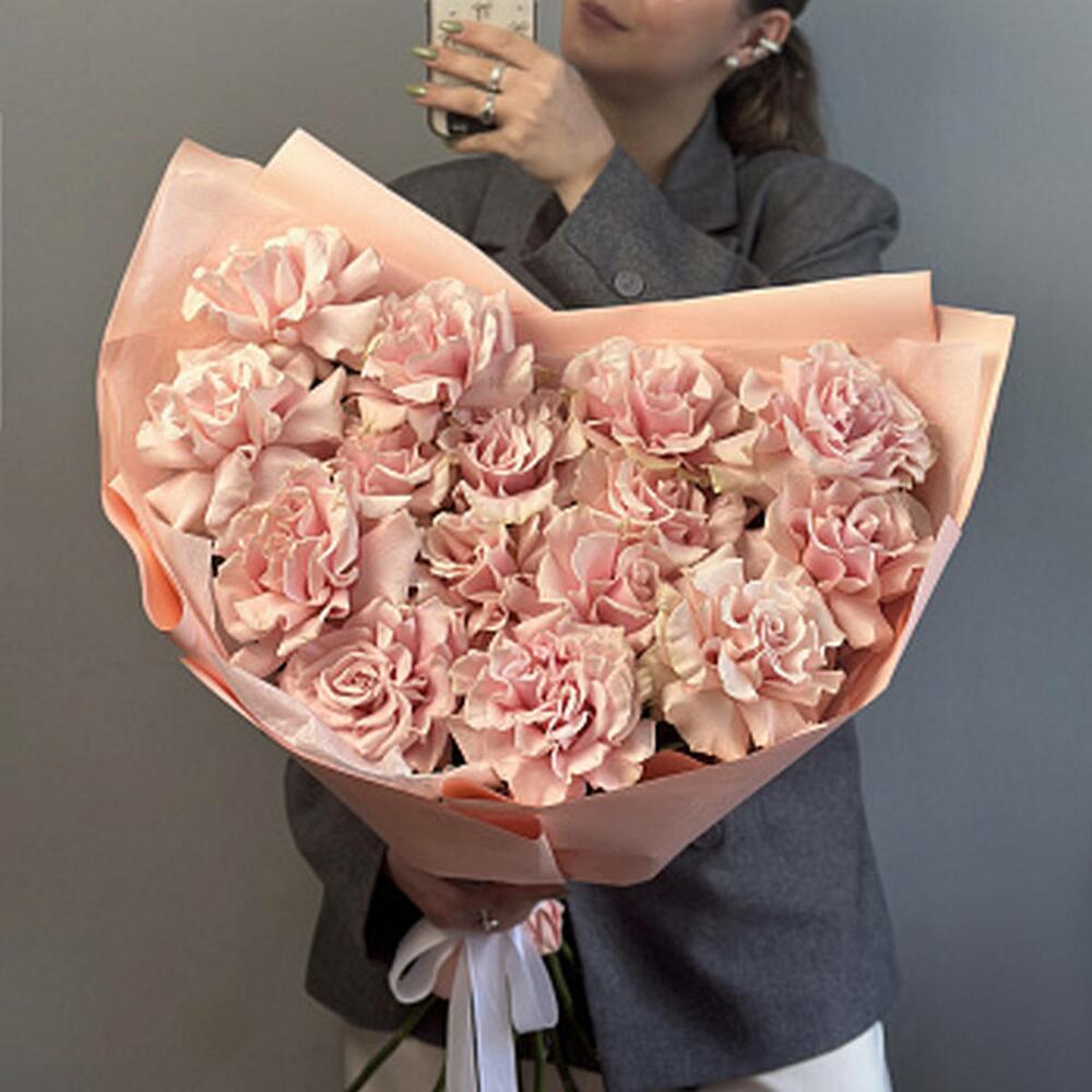 Букет из 15 французских роз Pink Mondial
