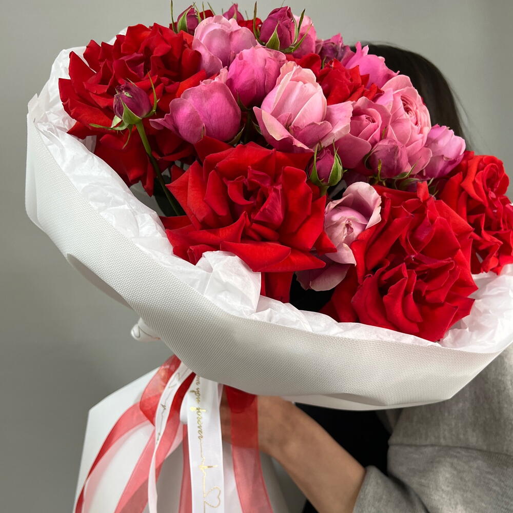 50 оттенков любви❣️ Дуо букет 💋французская нина и кустовая пионовидная Сильва Пинк
