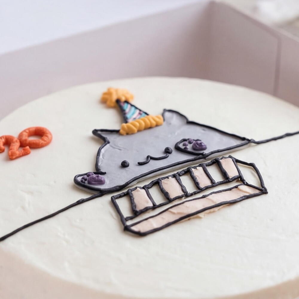 Бенто-торт «Кот за пианино» (Bongo Cat) на день рождения