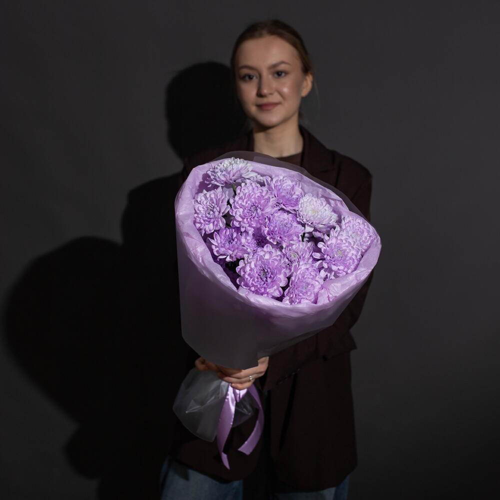 Букет Акция сиреневая хризантем
