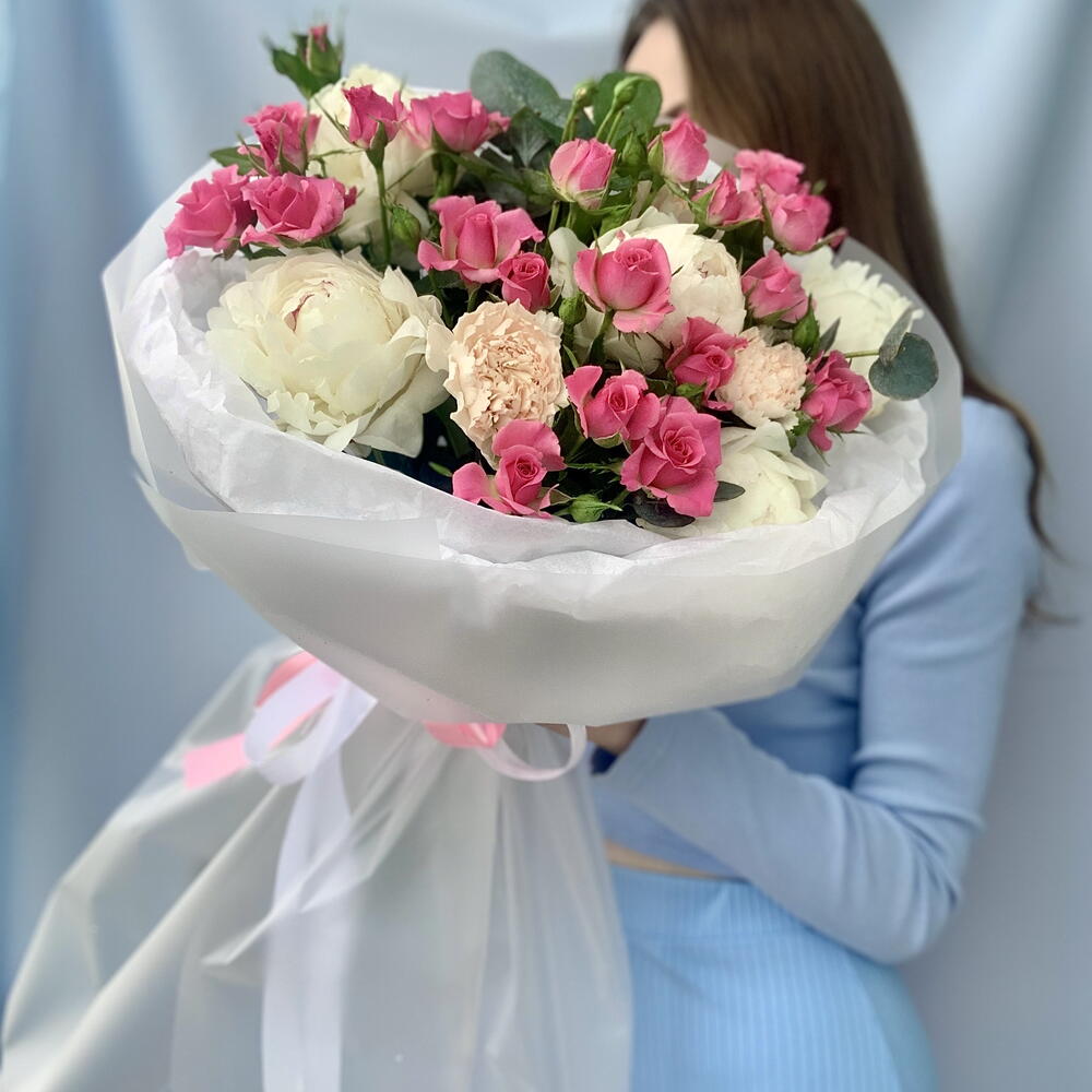 Букет «Цветочный сад»🌷пионы,розы