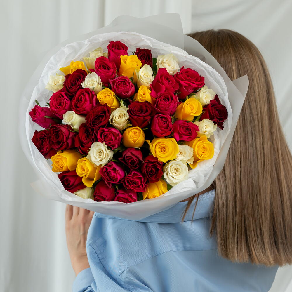 51 роза микс (40 см)