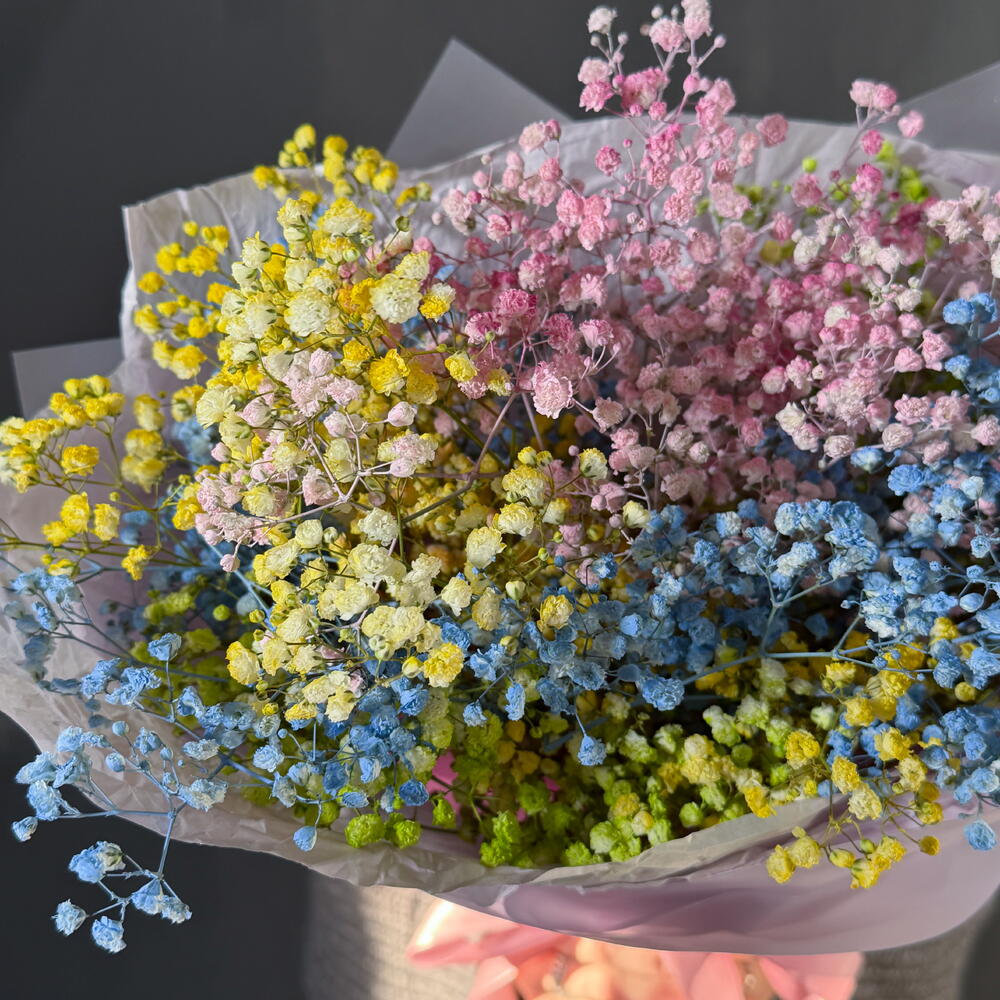Букет "Радуга💐" из Гипсофилы