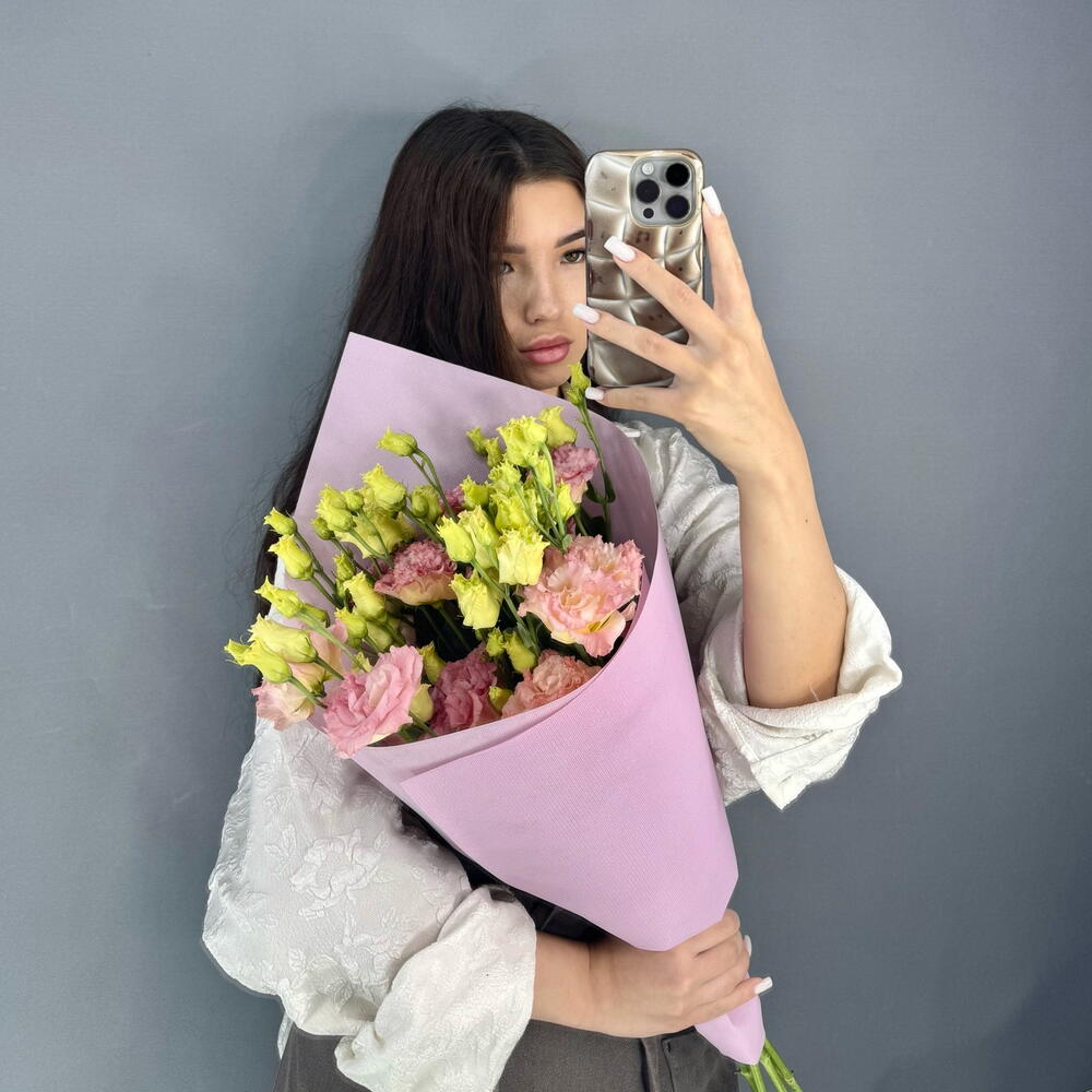 💖МОНОбукет из нежно-розовой эустомы