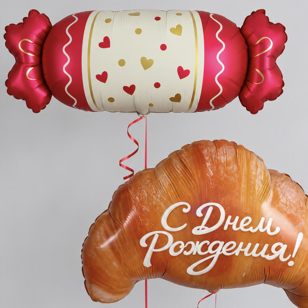 Набор фольгированных шаров «Сладкий День рождения» 🥐🍬
