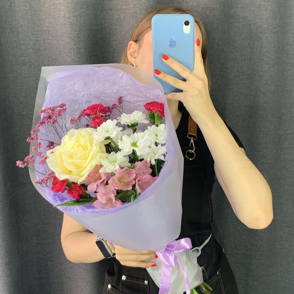Яркий букет в конверте «Лаванда 💜»