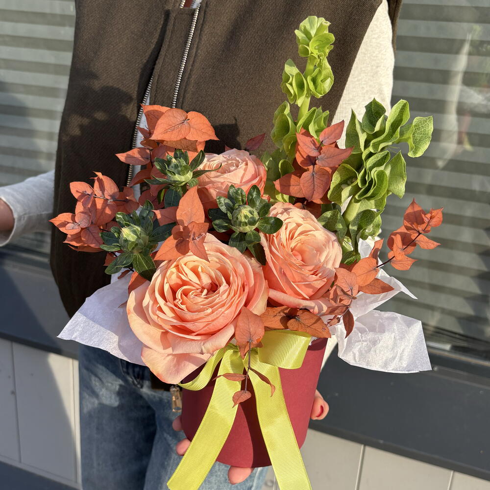 Букет в шляпной коробке
