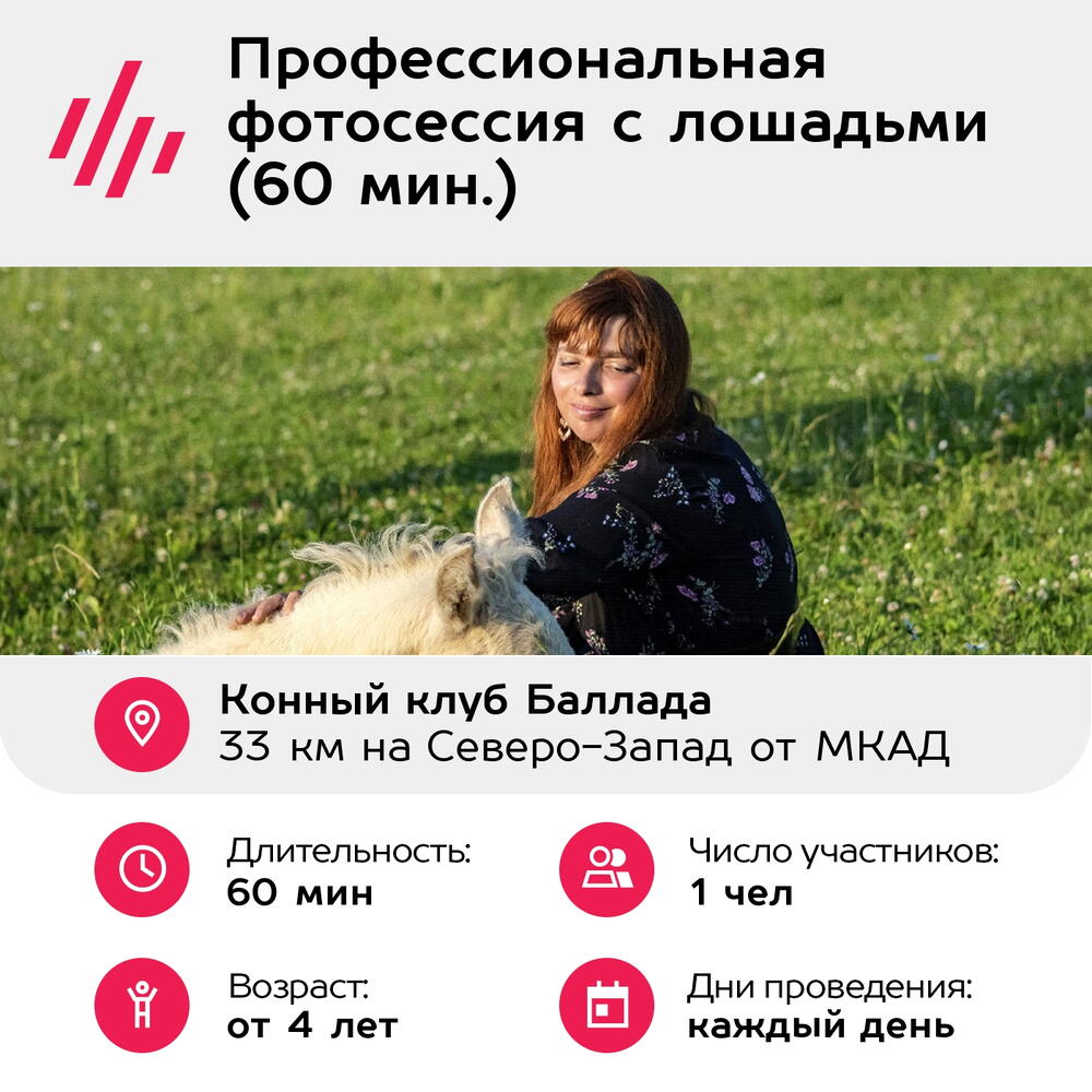 Подарочный сертификат Профессиональная фотосессия с лошадьми (60 мин.) (Московская область)
