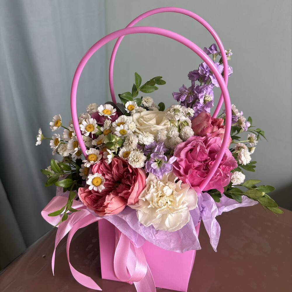 😍Сумочка из дианьуса/роз кантри блю/маттиолы/ромашки 😍