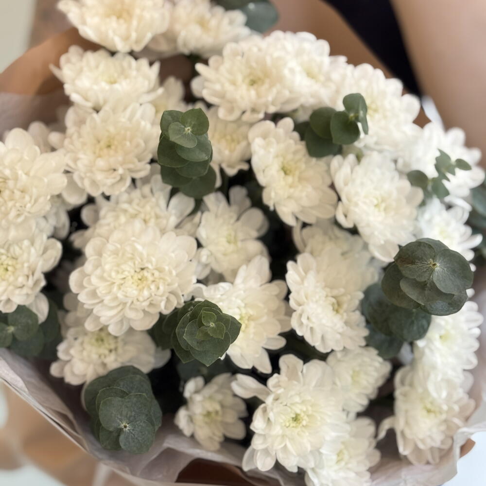 Моно из белых кустовых хризантем