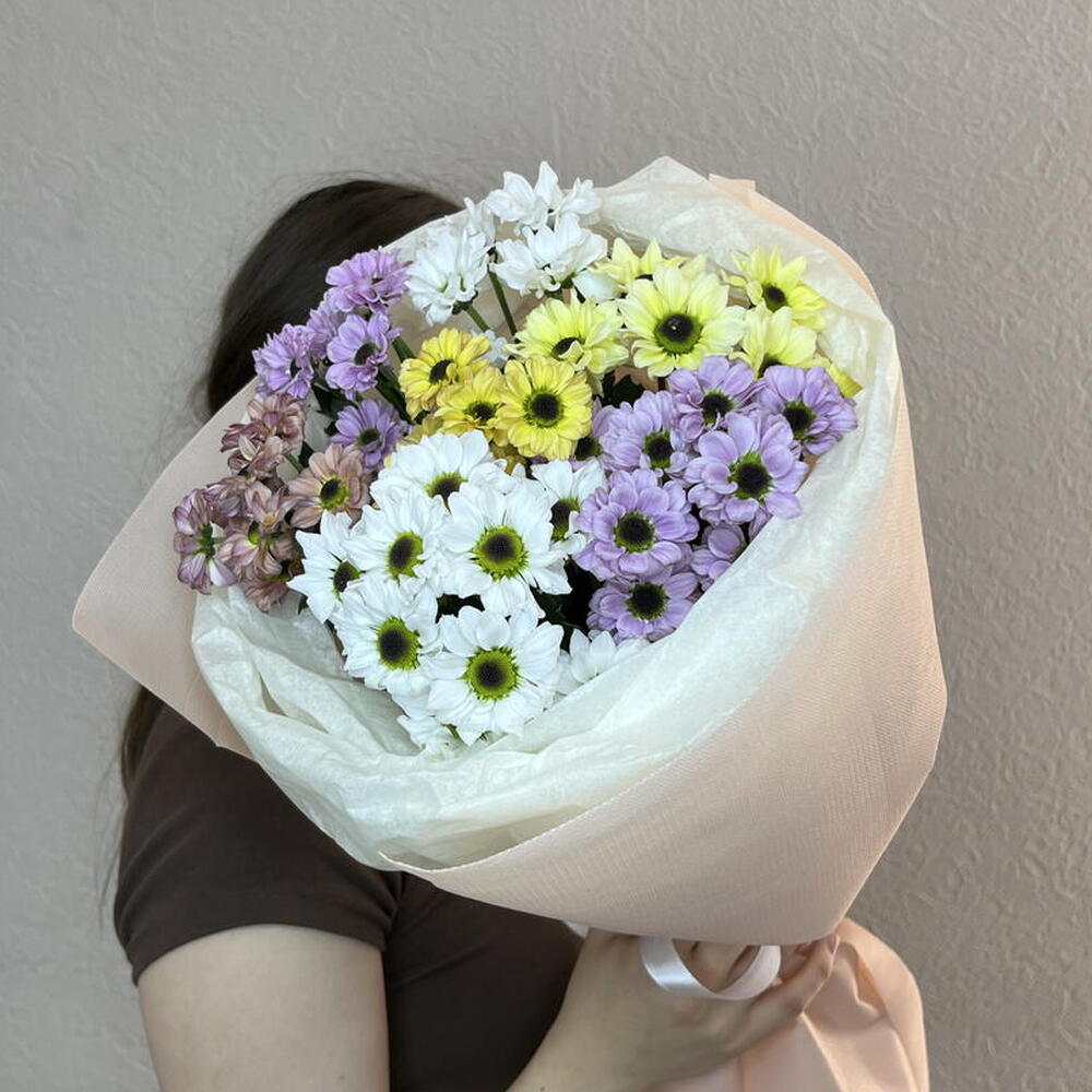 Монобукет из разноцветных хризантем 🌸🎨