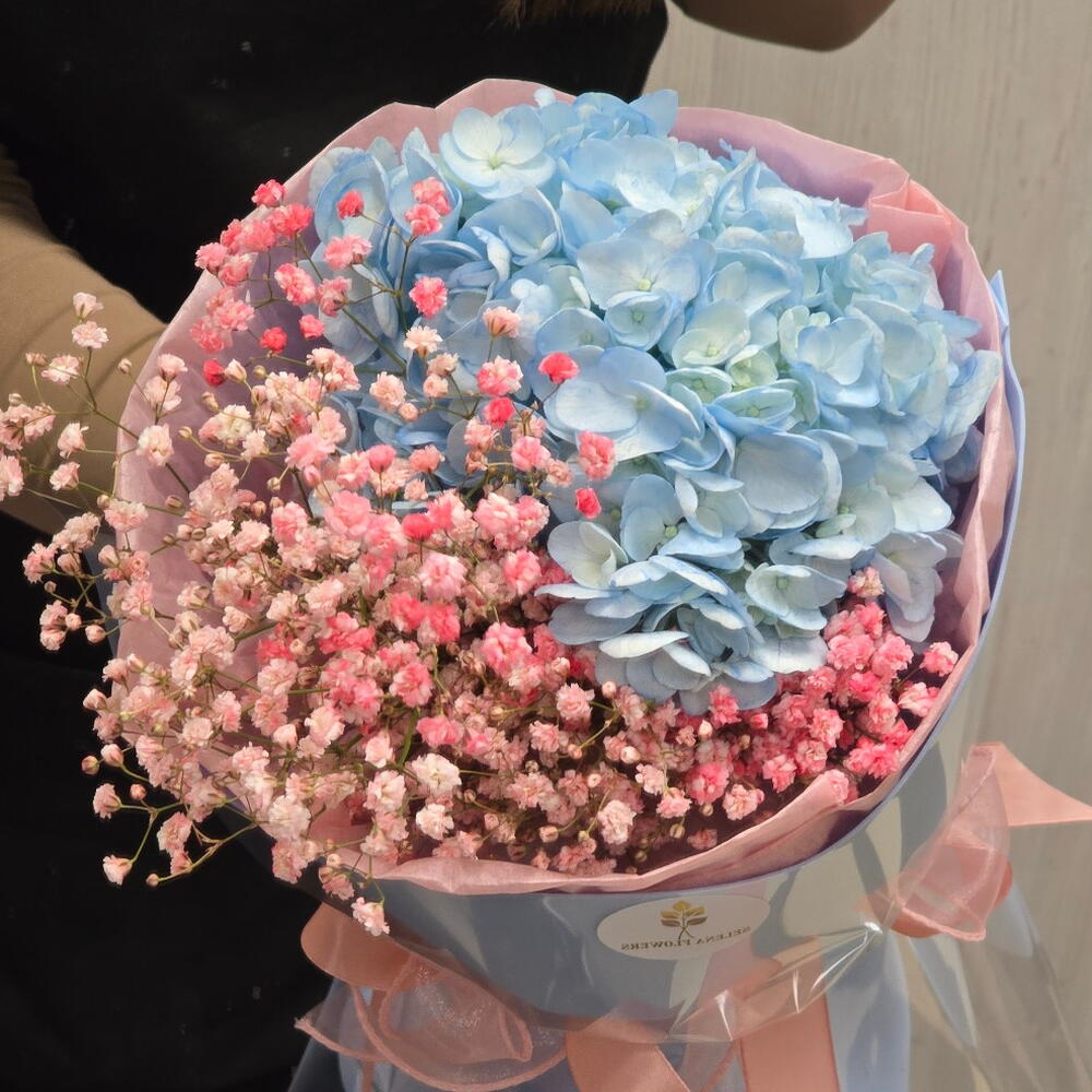 Комплимент Гортензия и гипсофила💙🩷/день учителя