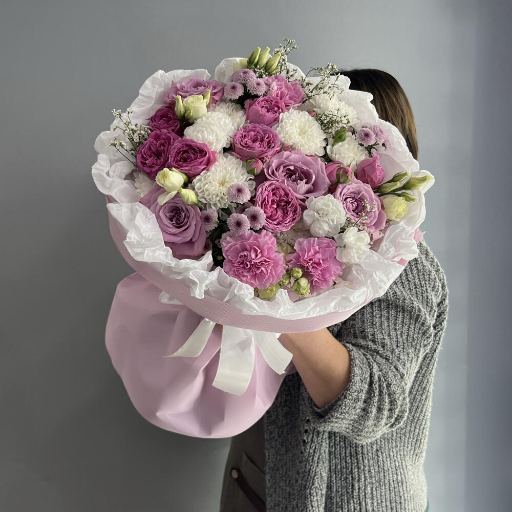 Букет чарующий 🩷 ароматная Маритим 💜 хризантема сантини 🌸 пионовидная кустовая Роза 💗💗💗