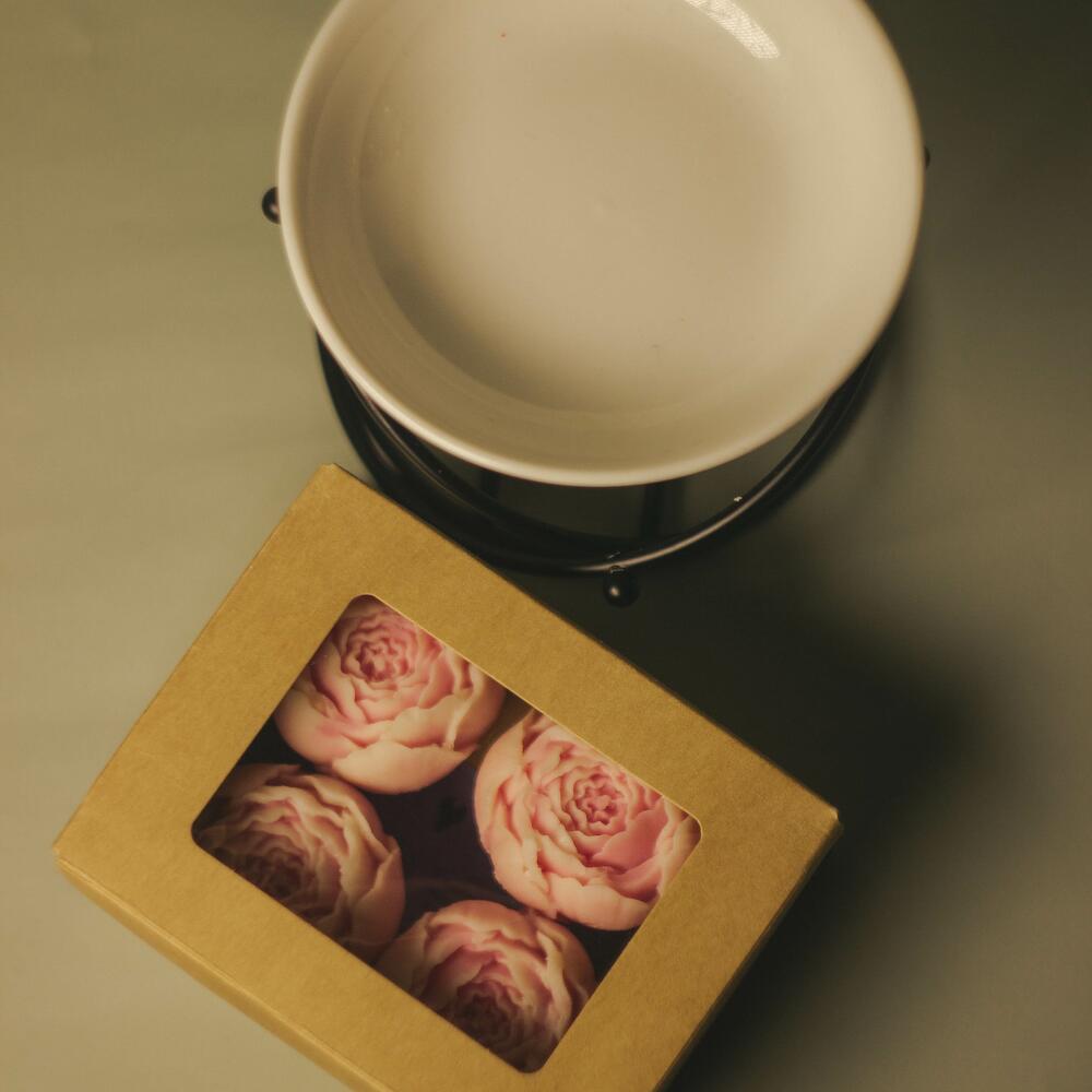 Набор аромалампа черная+wax melts пионы