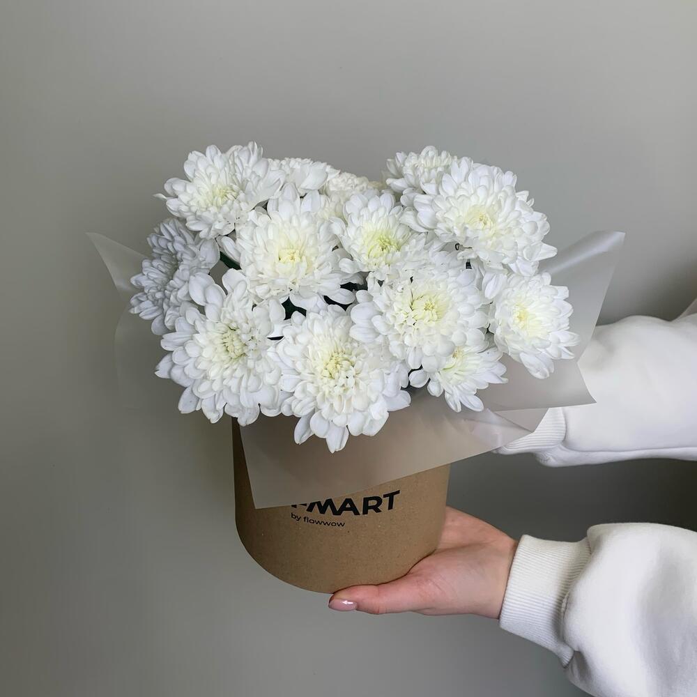 Композиция с белой хризантемой алтай