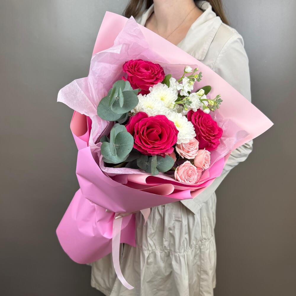 Букет с малиновыми розами💖