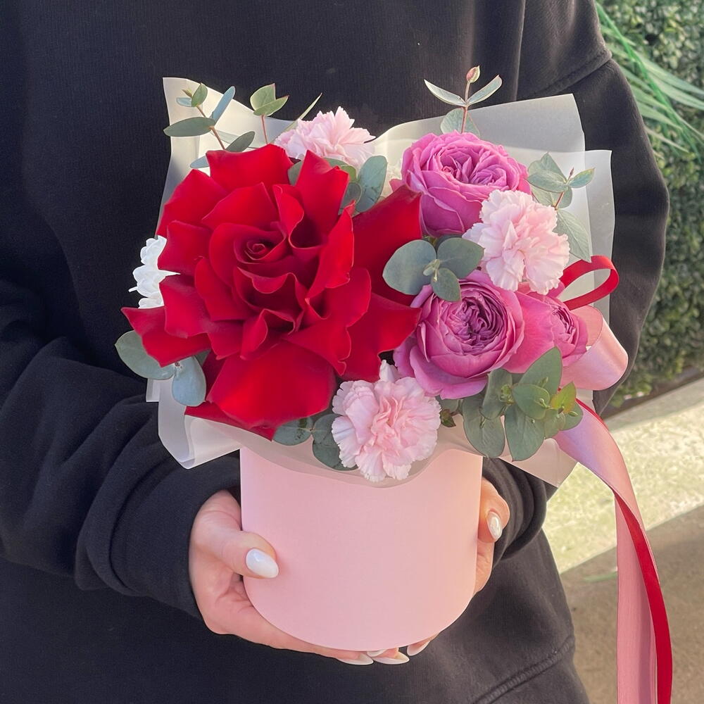 Мини композиция в коробочке с розой♥️