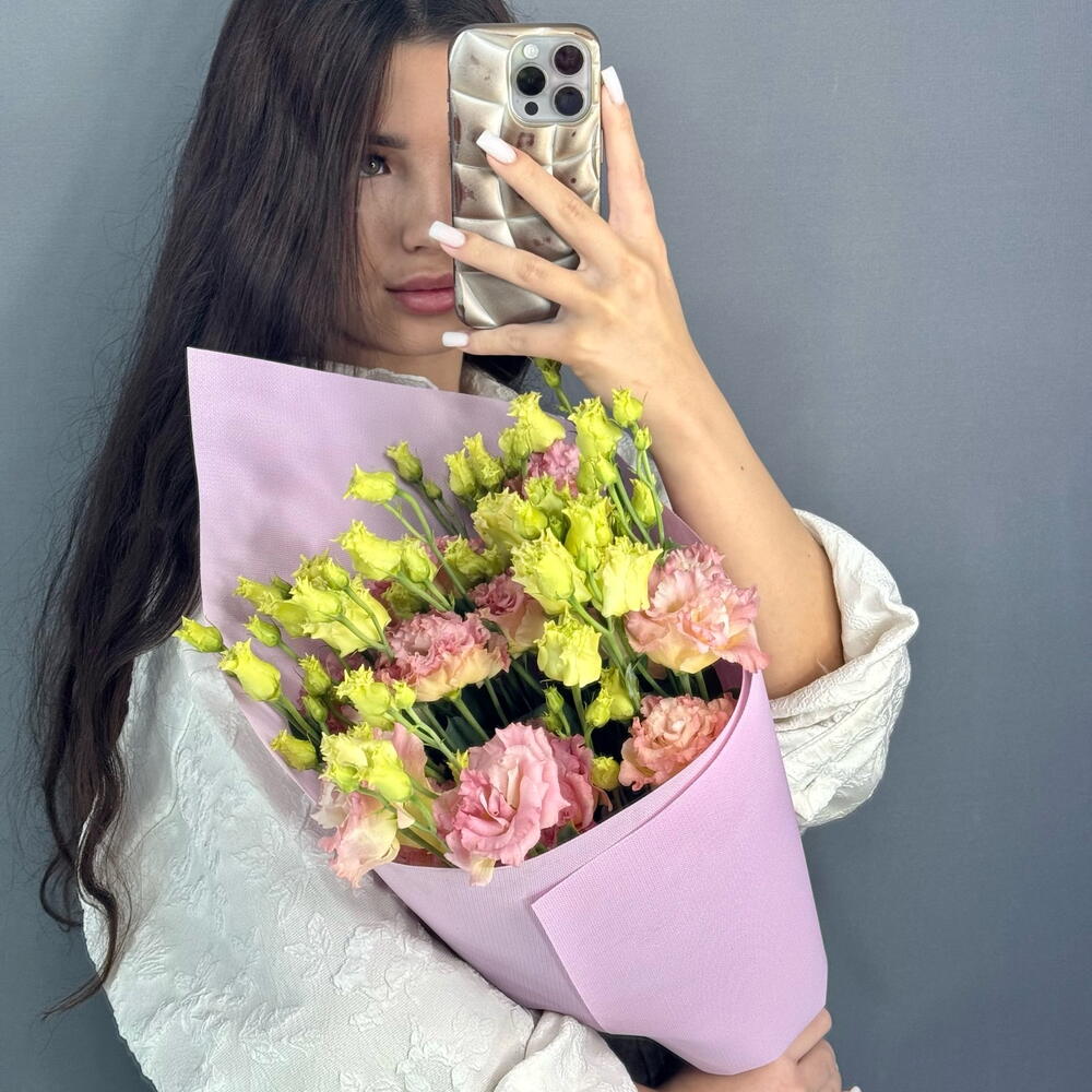 💖МОНОбукет из нежно-розовой эустомы