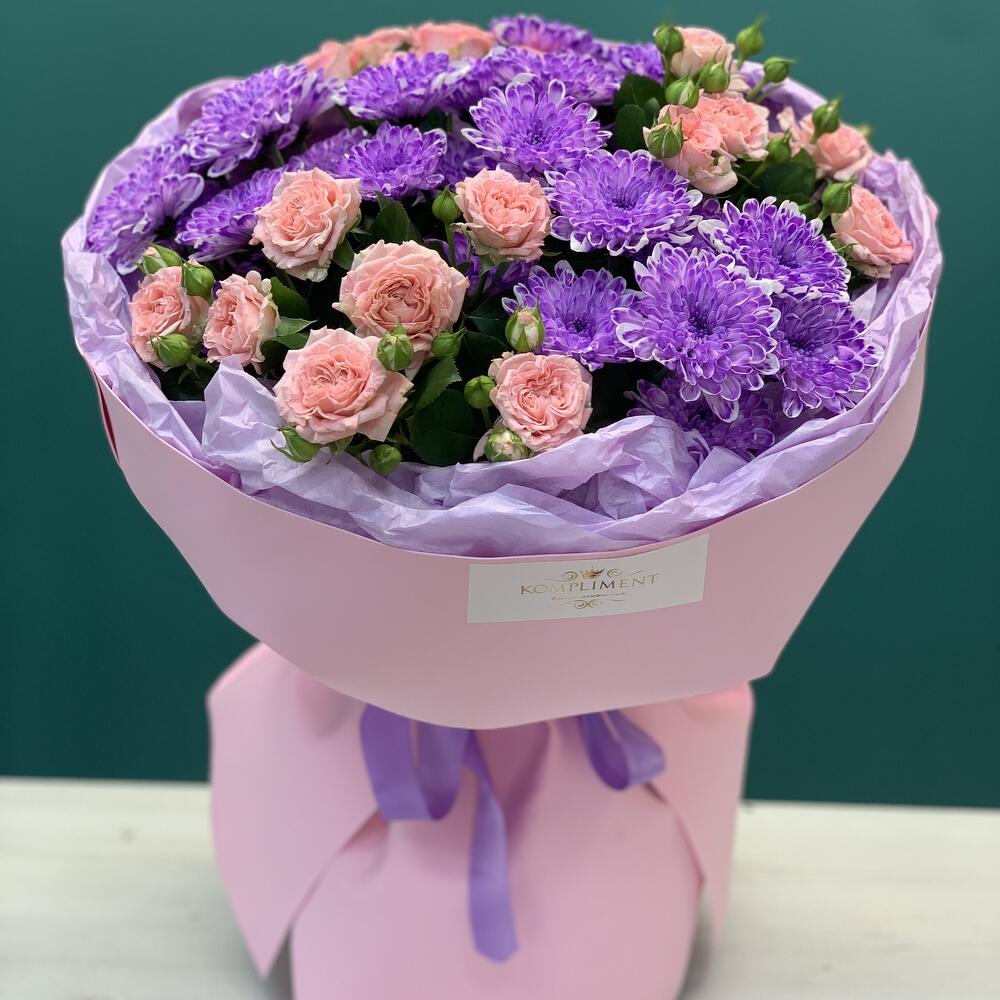 Букет хризантемы и кустовые розы💖