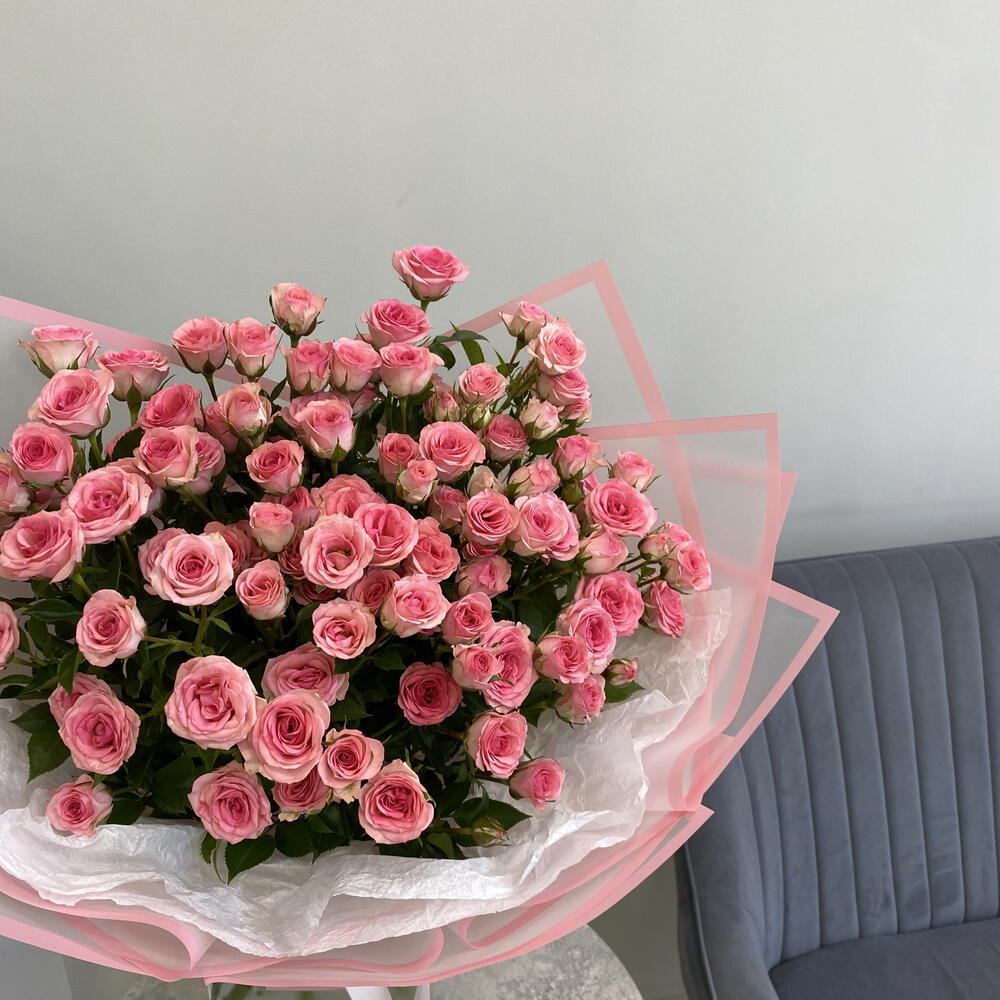 Моно 15 кустовых розовых роз 💕
