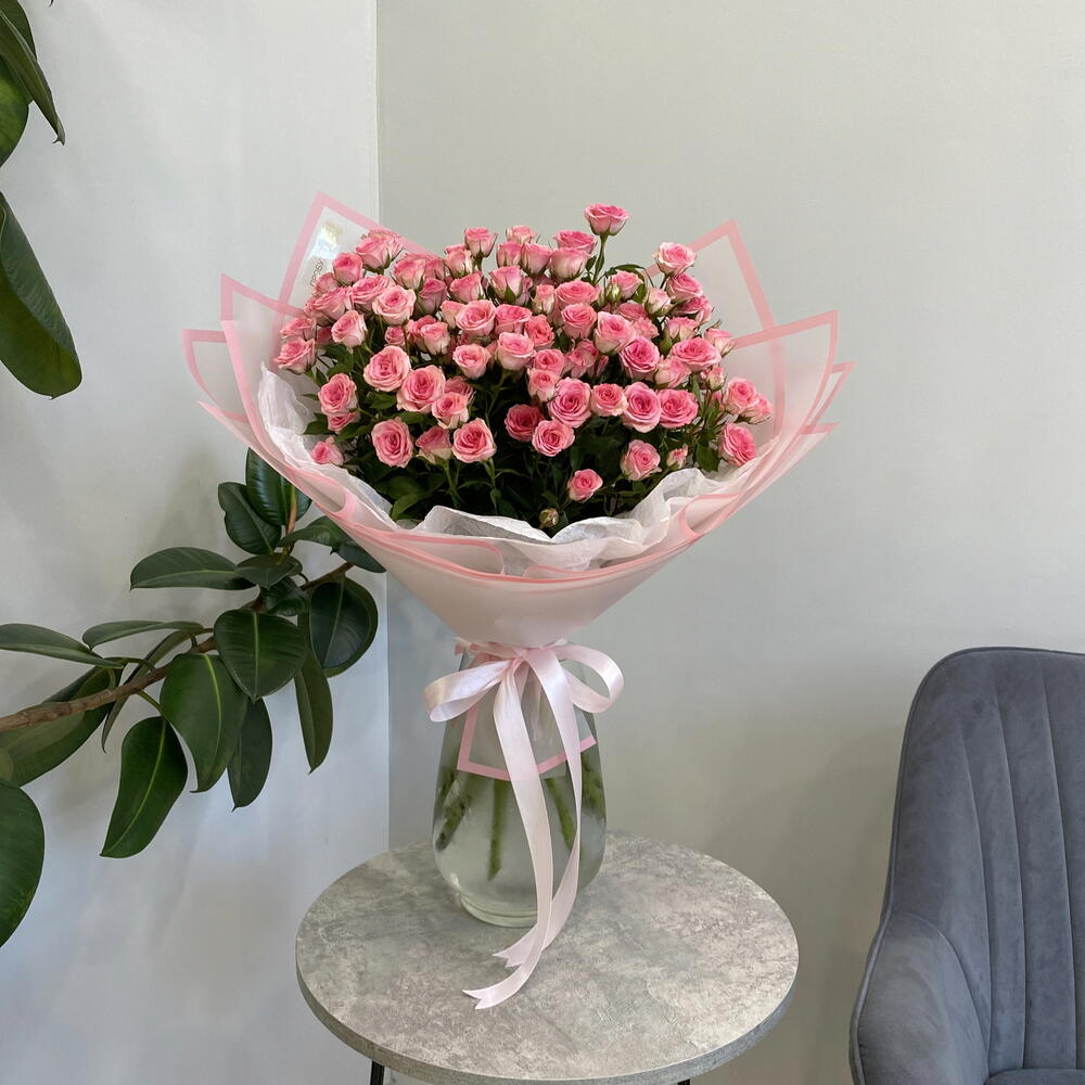 Моно 15 кустовых розовых роз 💕