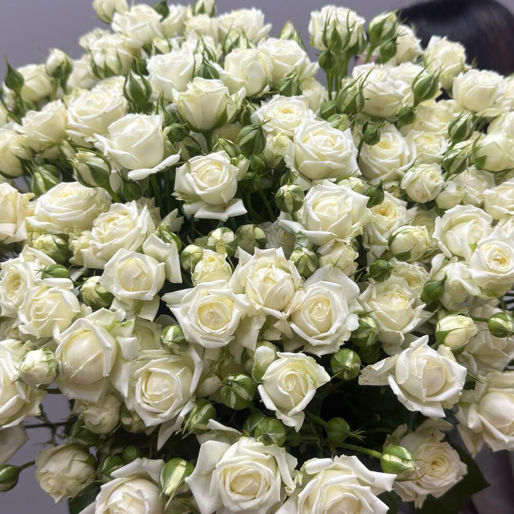 💕Моно букет из белой кустовой розы