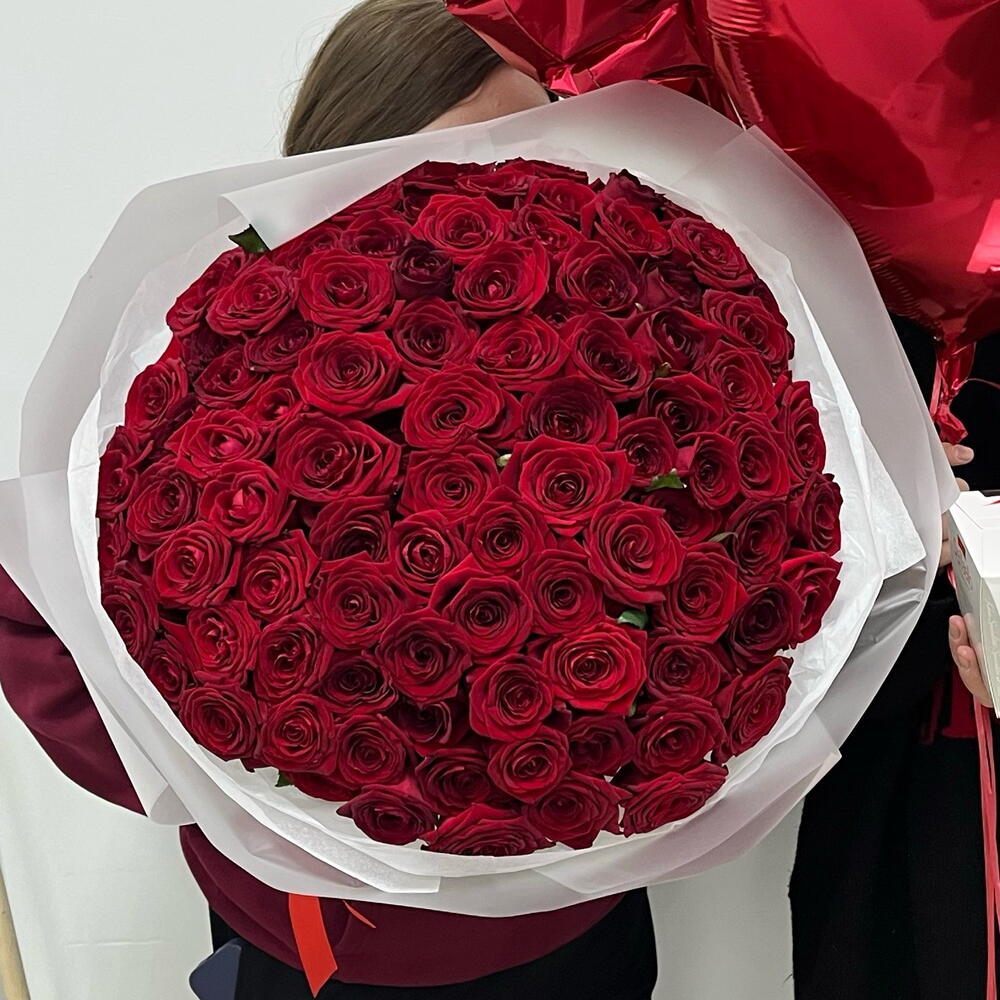 Акция ❗️❗️ Комбо XL 101 Роза 🌹 +  3 Шаров Сердце ♥️ + Raffaello 🍬