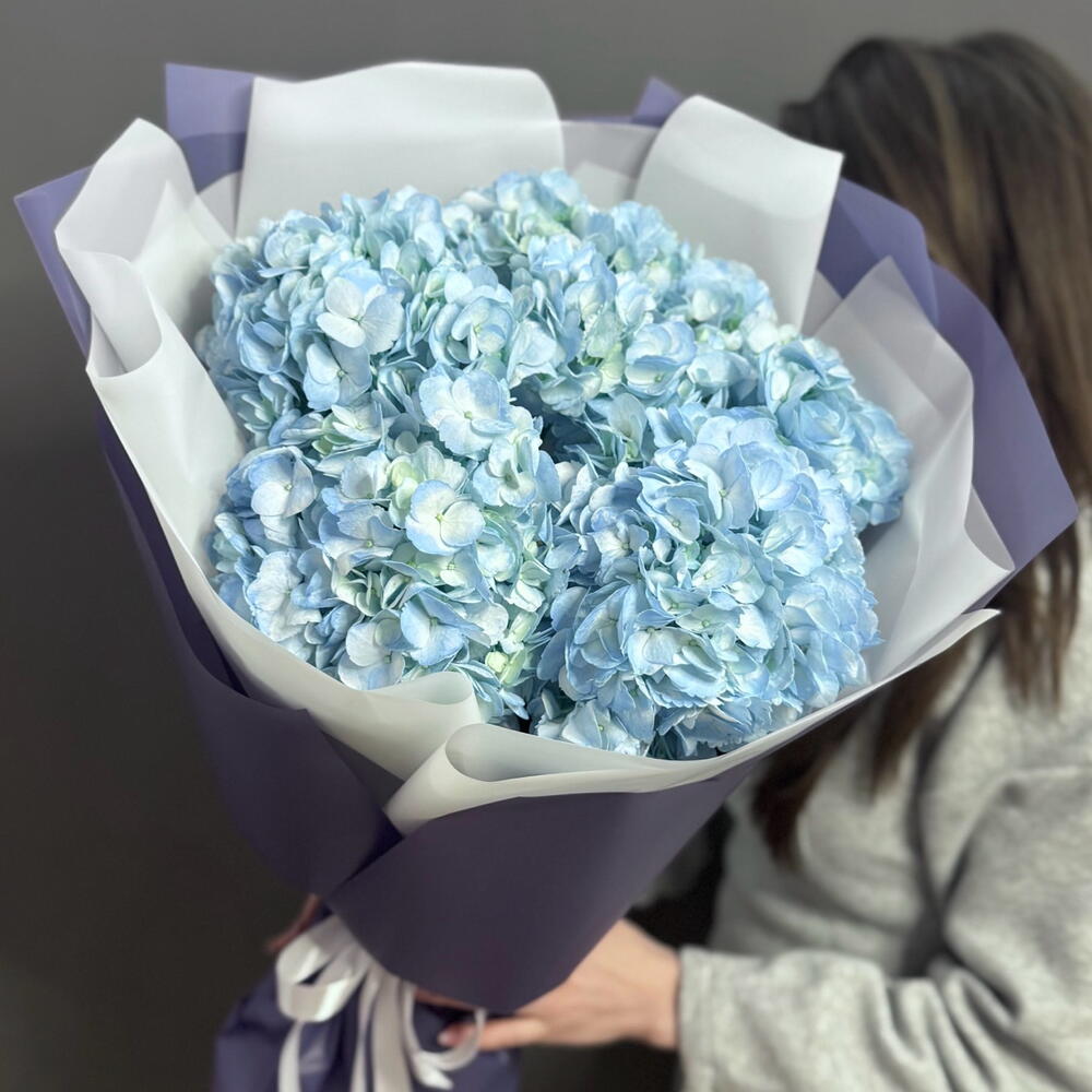 Букет из 5 голубых колумбийских гортензий (арт.3005)