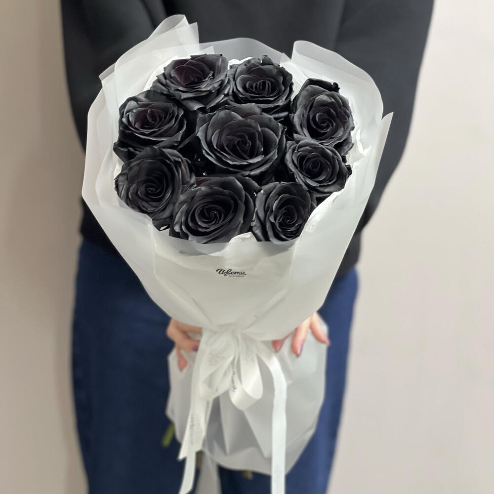 Букет черных роз, 9 шт