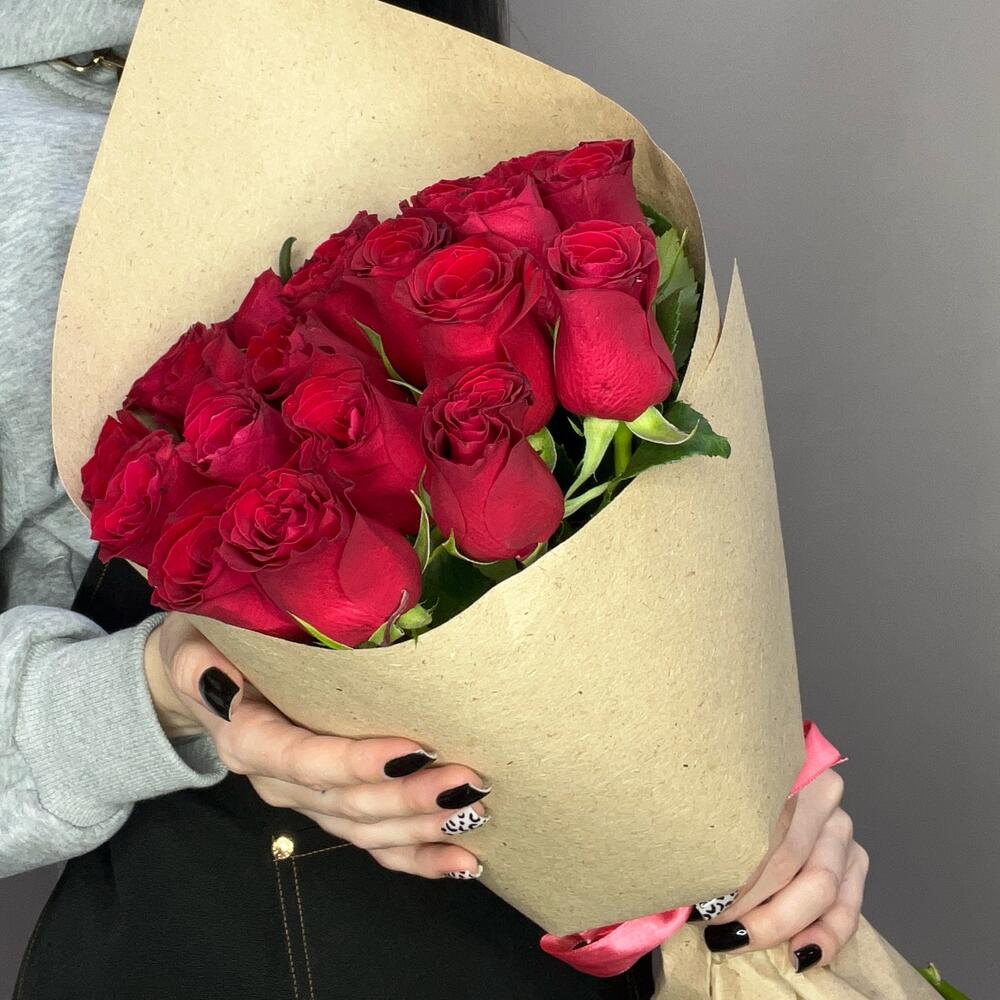 Роза бордовая «фридом» 21 шт